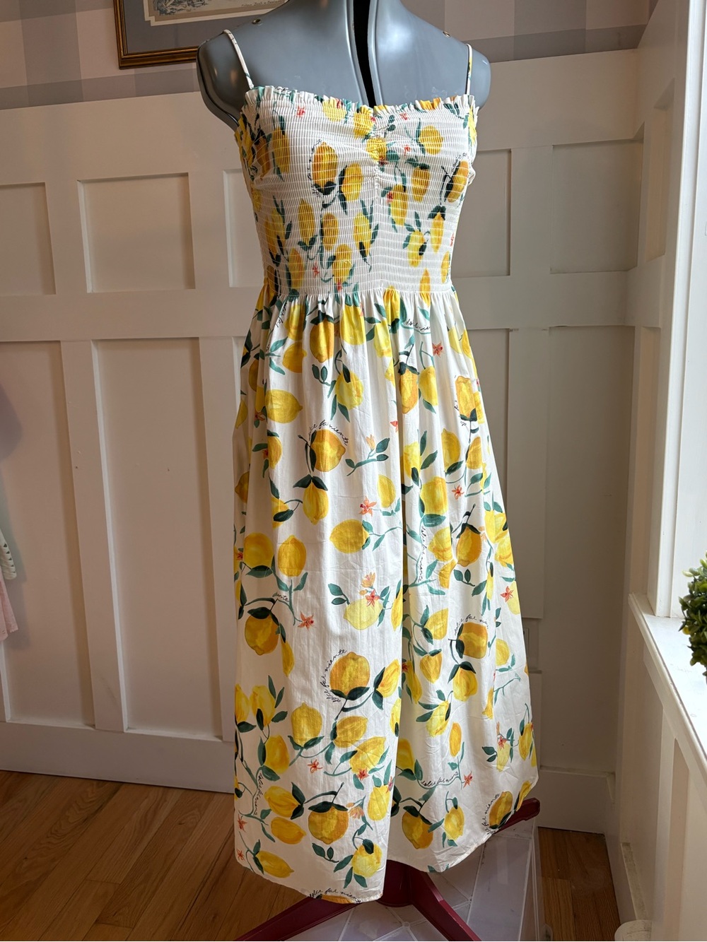 H & M Vintage Style Italian Lemon Summer Coastal Dress Small